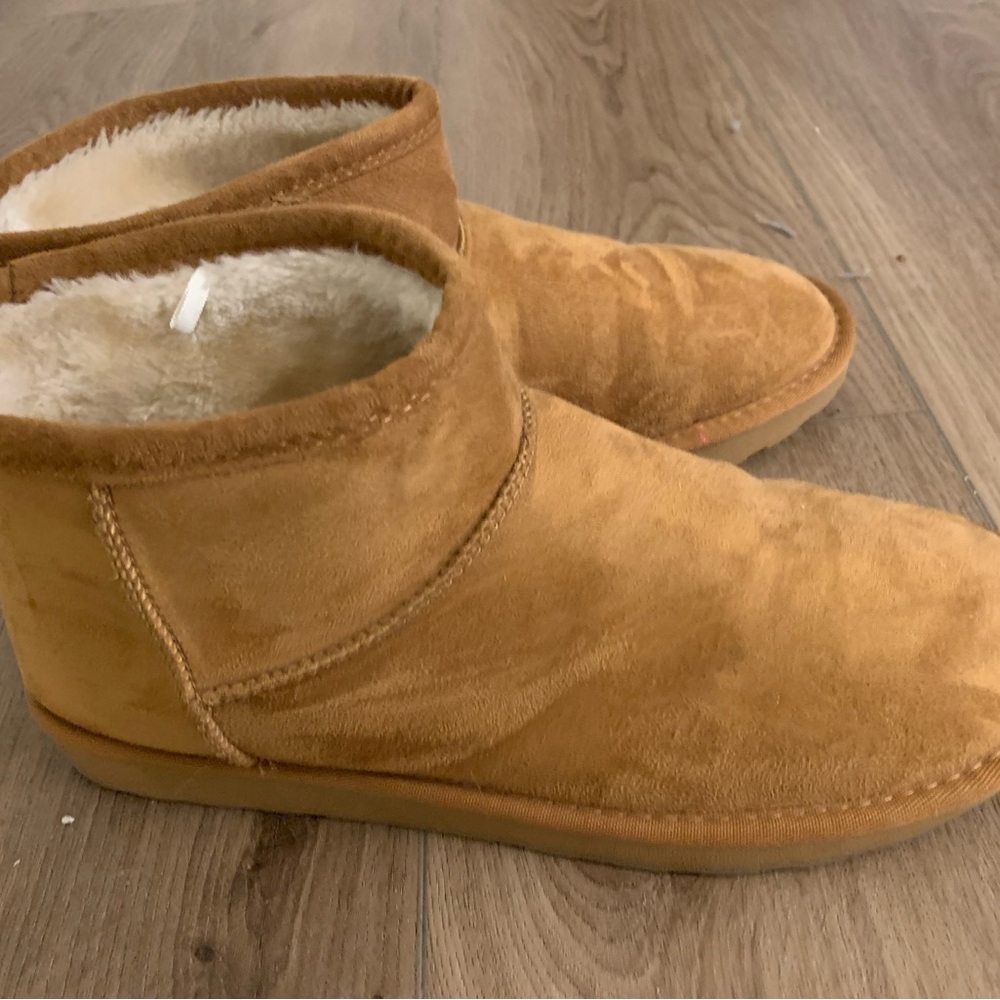 Womens Suede Shearling-Lined Ankle Boot - Chestnut